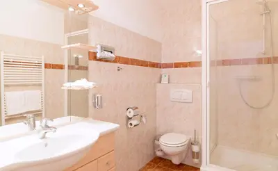 Ein Badezimmer in der Unterkunft Hotel am Katharinenholz
