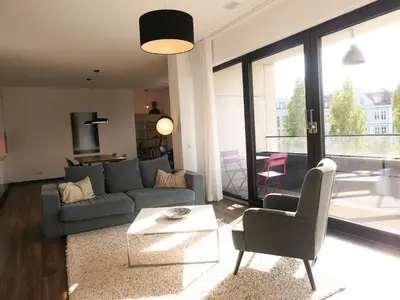 Ein Sitzbereich in der Unterkunft B! Apartments