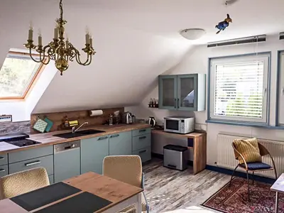 Küche/Küchenzeile in der Unterkunft Ferienwohnung Sonnengelb