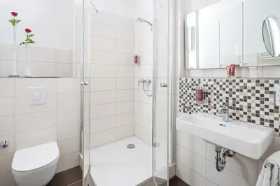 Ein Badezimmer in der Unterkunft Haus am Spreebogen