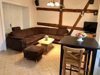 Ein Sitzbereich in der Unterkunft Ferienwohnung 