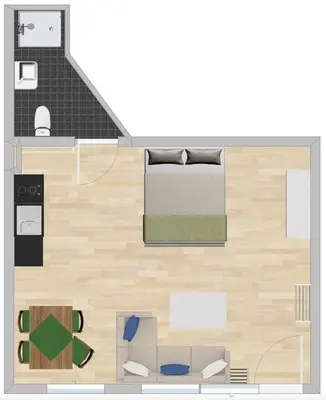 Grundriss der Unterkunft Cozy studio in Friedrichshain, 4 quiet guests only