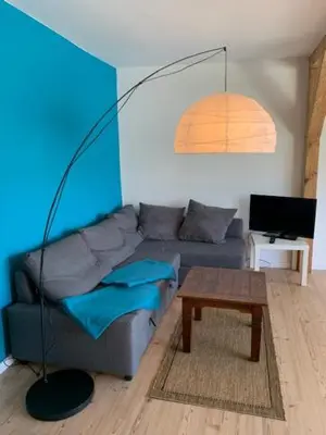 Ein Sitzbereich in der Unterkunft Ferienappartement am See III