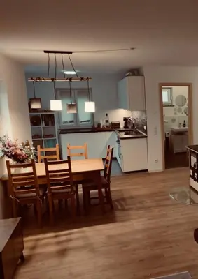 Küche/Küchenzeile in der Unterkunft Ferienwohnung Green Garden Berlin