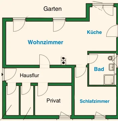 Grundriss der Unterkunft Ferienwohnung Green Garden Berlin