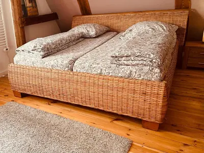 Ein Bett oder Betten in einem Zimmer der Unterkunft Gemütliches Haus im grünen in NFO