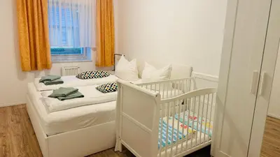 Ein Bett oder Betten in einem Zimmer der Unterkunft Ferienhaus Felix am Radweg im Naturschutzgebiet