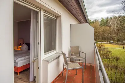 Ein Balkon oder eine Terrasse in der Unterkunft Springbach-Mühle Belzig