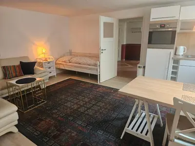 Küche/Küchenzeile in der Unterkunft 2 Zimmer-Einliegerwohnung am Flughafen Schönefeld