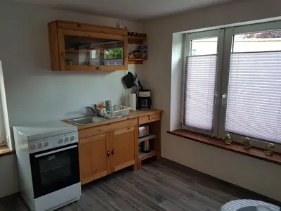 Küche/Küchenzeile in der Unterkunft Ferienwohnung Schmenkel