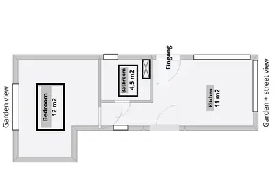 Grundriss der Unterkunft Mini-Apartment ruhig und verkehrsgünstig in Berlin
