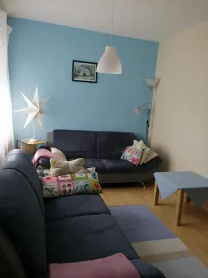 Ein Sitzbereich in der Unterkunft Ferienhaus Pauline am See