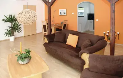 Ein Sitzbereich in der Unterkunft Ferienhaus Blossiner Weg U