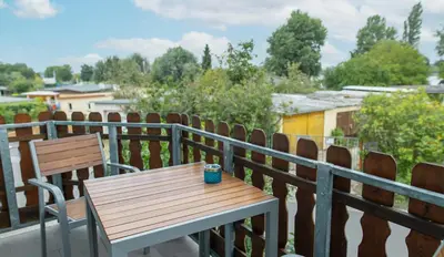 Ein Balkon oder eine Terrasse in der Unterkunft Pension zur Regatta