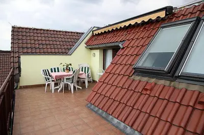 Ein Balkon oder eine Terrasse in der Unterkunft Pension am Markt