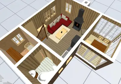 Ein Sitzbereich in der Unterkunft Norwegisches Holzhaus