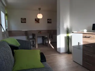 Ein Sitzbereich in der Unterkunft Ferienwohnungsvermietung Leitel