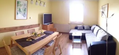 Ein Sitzbereich in der Unterkunft Ferienwohnungsvermietung Leitel