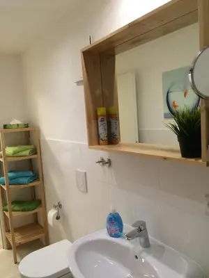Ein Badezimmer in der Unterkunft Ferienwohnungsvermietung Leitel