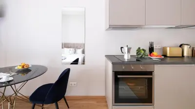 Küche/Küchenzeile in der Unterkunft Arbio I Design Studio near Charlottenburg Palace