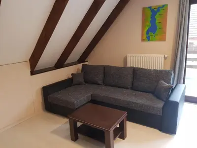 Ein Sitzbereich in der Unterkunft Seeblick