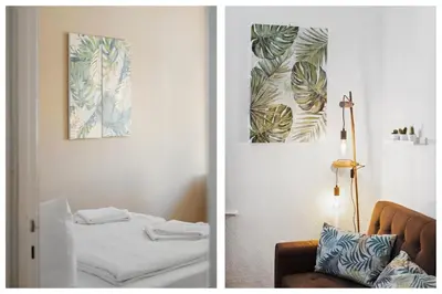 Ein Bett oder Betten in einem Zimmer der Unterkunft Arbio I Cozy apartment near Ku'damm with parking