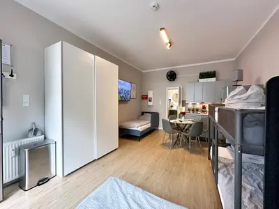 Ein Sitzbereich in der Unterkunft fairAPART Studio-Apartment nähe klein Venedig