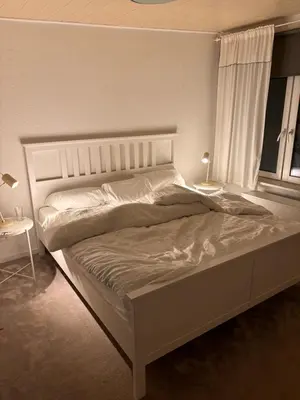 Ein Bett oder Betten in einem Zimmer der Unterkunft Haus am Grimnitzsee mit Garten