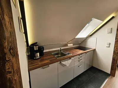 Küche/Küchenzeile in der Unterkunft Ferienwohnung Inselblüte