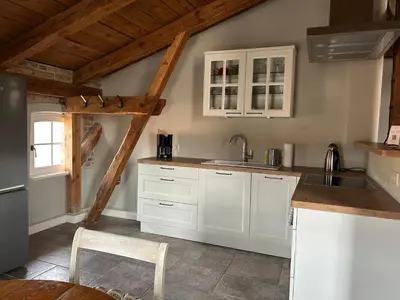 Küche/Küchenzeile in der Unterkunft Storchenhof Blumenow