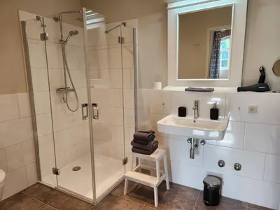 Ein Badezimmer in der Unterkunft Storchenhof Blumenow