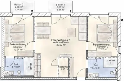 Grundriss der Unterkunft Sporthotel Neuruppin - Apartmenthaus mit Ferienwohnungen