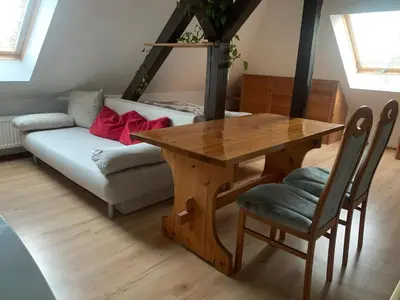 Ein Sitzbereich in der Unterkunft Ferienwohnung Sophie