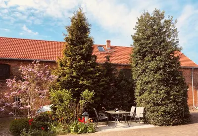 Ein Garten an der Unterkunft Ferienwohnung Steckelsdorf