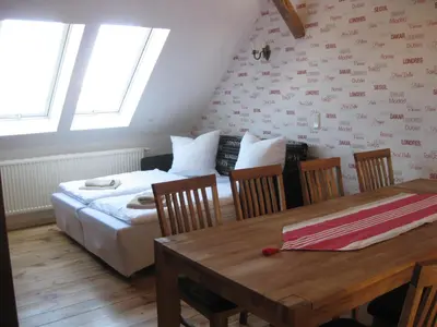 Ein Bett oder Betten in einem Zimmer der Unterkunft Ferienwohnung Steckelsdorf