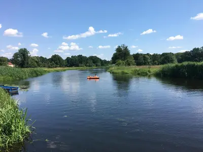 Blick auf einen Fluss in der Nähe der Ferienwohnung