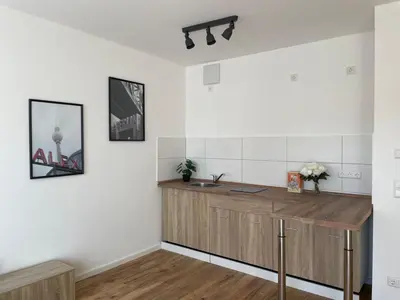 Küche/Küchenzeile in der Unterkunft Gästehaus Hoppegarten