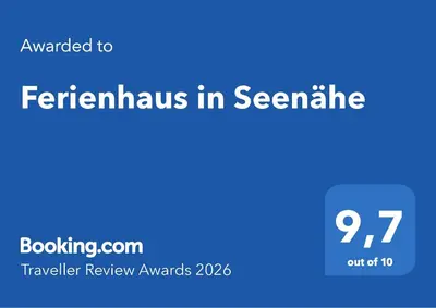Ein Zertifikat, Auszeichnung, Logo oder anderes Dokument, das in der Unterkunft Ferienhaus in Seenähe ausgestellt ist