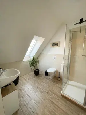 Ein Badezimmer in der Unterkunft Ferienwohnung Kamrath mit wunderschönem Ausblick