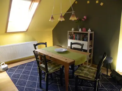 Ein Sitzbereich in der Unterkunft Ferienwohnung an der Schorfheide