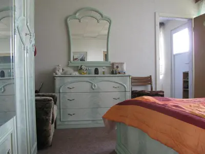 Ein Bett oder Betten in einem Zimmer der Unterkunft Bungalow in Altglietzen für 2 Personen und 1 Kind bis 6 Jahren