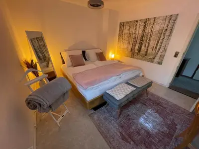 Ein Bett oder Betten in einem Zimmer der Unterkunft Entspannung und Ruhe vor den Toren Berlins