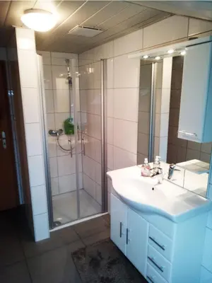 Ein Badezimmer in der Unterkunft Spreewälder Schwalbenhof - Ferienwohnung 