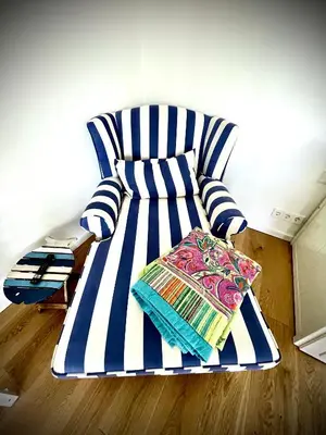 Ein Bett oder Betten in einem Zimmer der Unterkunft 100m2 Fewo im Haus am See mit Garten bei Potsdam