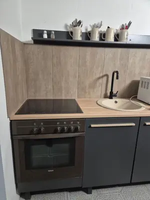 Küche/Küchenzeile in der Unterkunft Montage Wohnung zum Walnussbaum Deutschhof