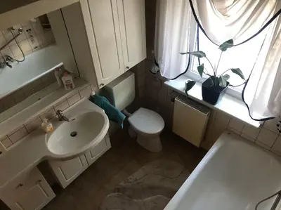 Ein Badezimmer in der Unterkunft Ferienwohnung in Golßen/Spreewald, Tropical Island