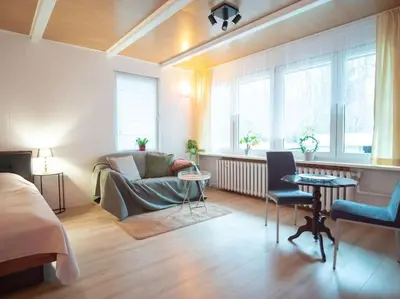 Ein Sitzbereich in der Unterkunft Apartment Buckow