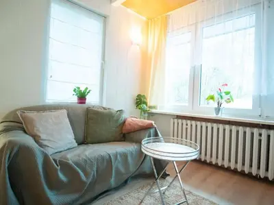 Ein Sitzbereich in der Unterkunft Apartment Buckow