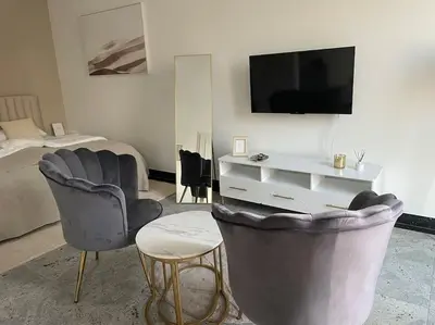 TV/Unterhaltungsangebot in der Unterkunft Luxuriöses Studio mit privatem Zugang zum See