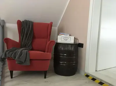 Ein Sitzbereich in der Unterkunft -Haus am Wäldchen-